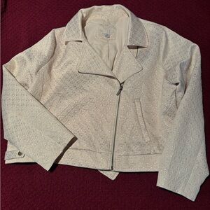 Elegant Cream and Gold Women's Cropped Jacket Size XXL